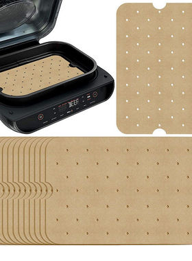 亚马逊 长方形空气炸锅纸Ninja双锅炸锅配件纸羊皮纸双面硅油纸