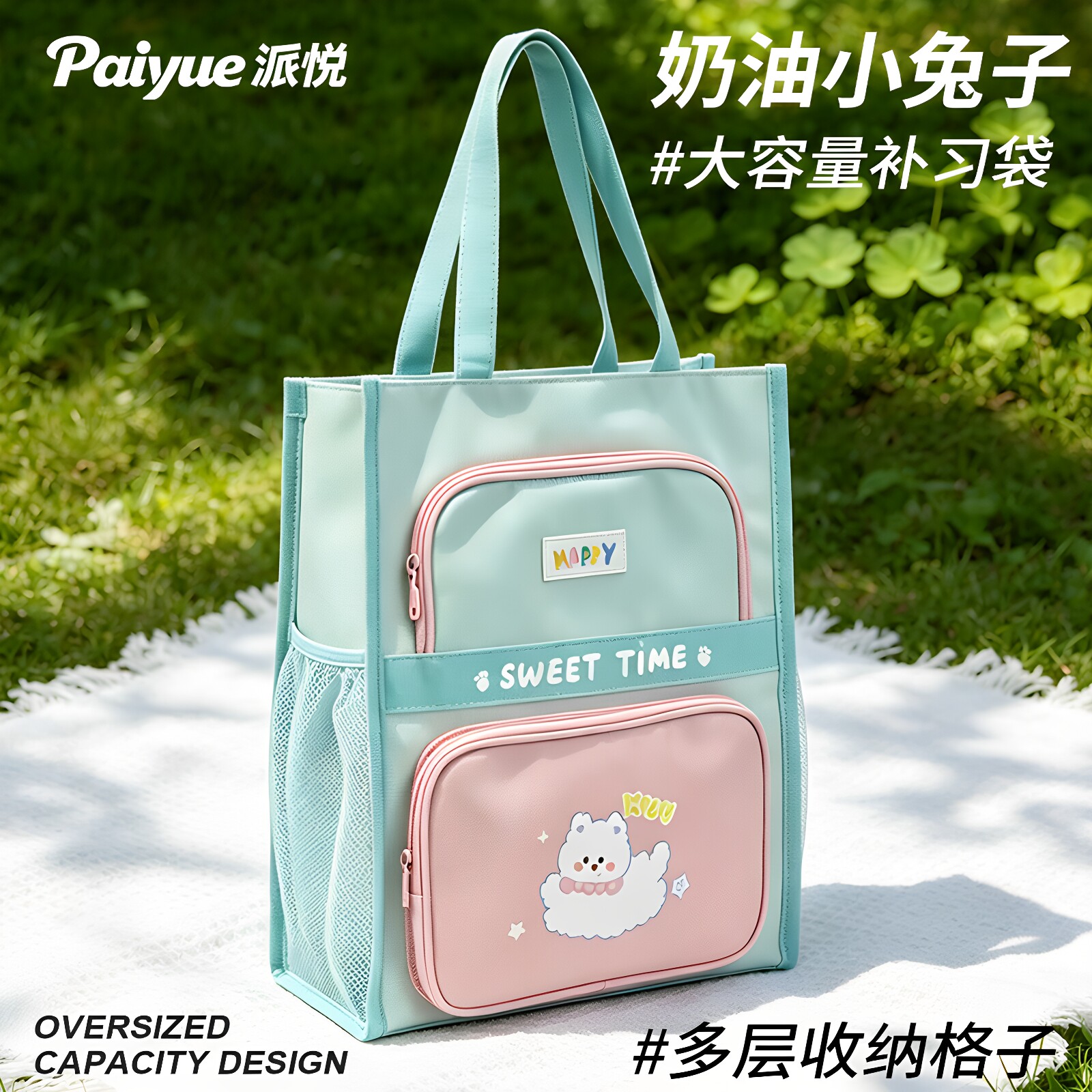 派悦学生补习袋手提拎书袋小学生作业文件收纳袋美术袋帆布包高颜值大容量学具包绘画工具包防水文件袋补课包图片