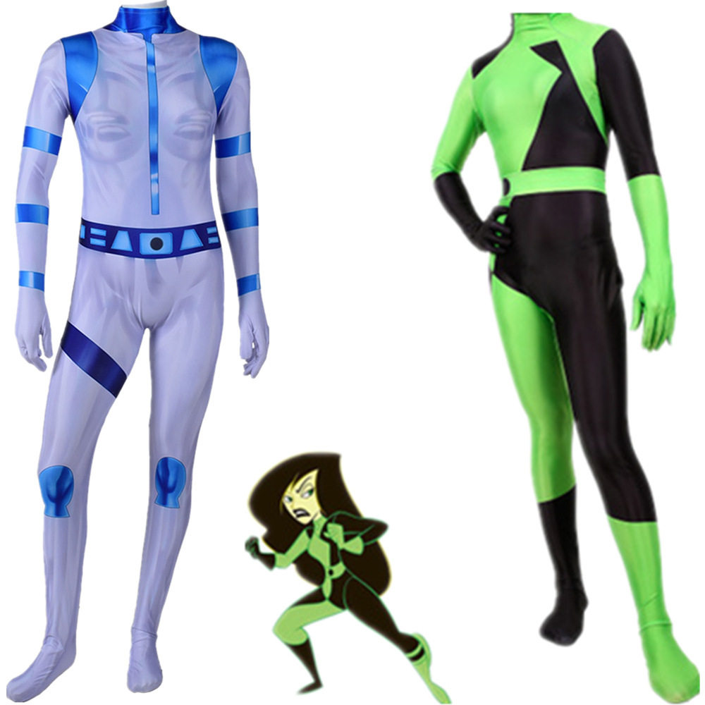 麻辣女孩Cosplay连体紧身衣KimPossibleShego万圣节cosplay