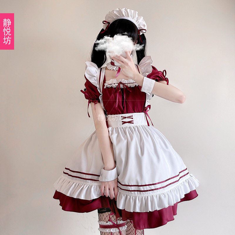 红色做你的猫咪女仆装洛丽塔女仆装cosplay服装cos女佣连衣裙大码