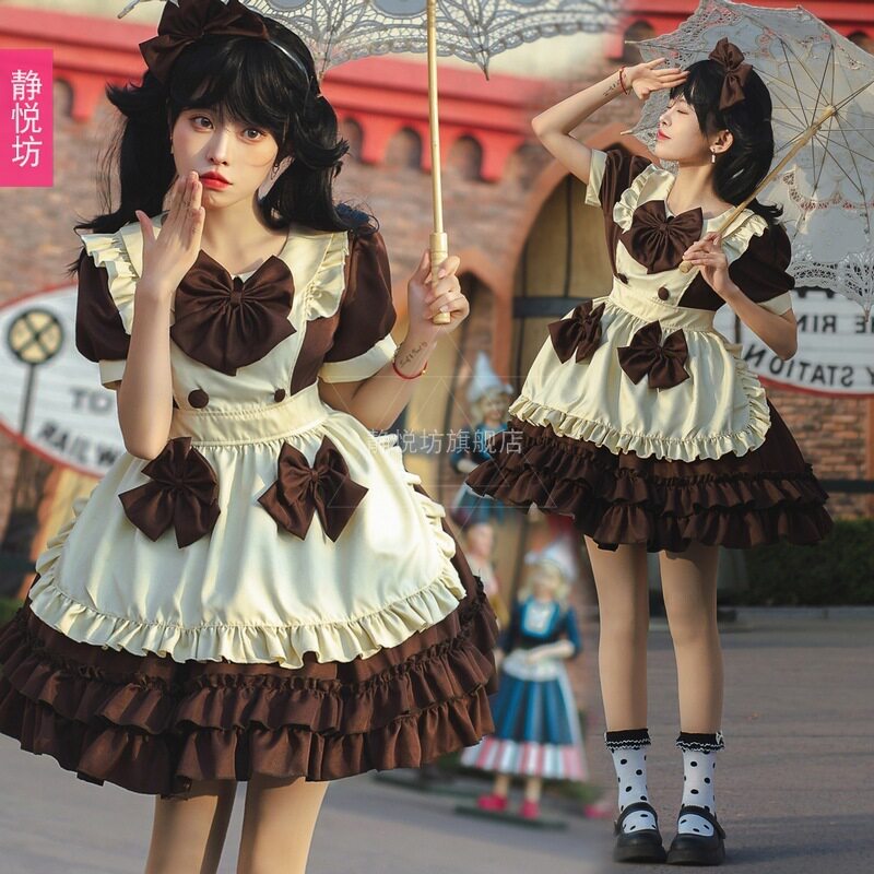 日本咖啡厅女仆装侍女装Lolita洋装洛丽塔萝莉连衣裙女佣表演服装
