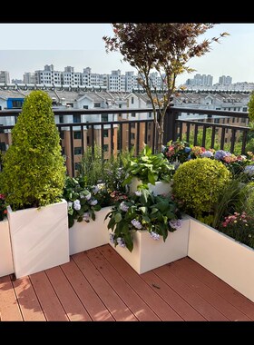 玻璃钢花盆长方形园林景观庭院种植箱花槽可移动带轮花池户外花箱