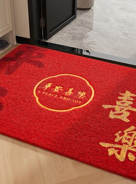 入户门地a垫进门口门外地毯2024新款脚垫家用红色丝圈玄关蹭脚垫