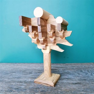 清式实木五踩斗拱古建模型斗栱A积木摆件新古典榫卯结构可拆卸直