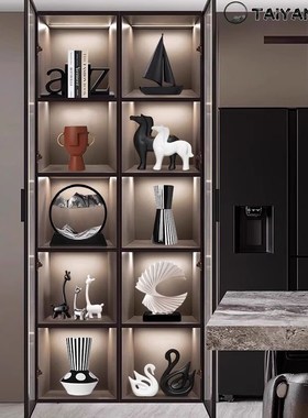 德国轻奢高档别墅大平层酒柜电视柜摆件客厅高端玻璃X柜餐边柜装