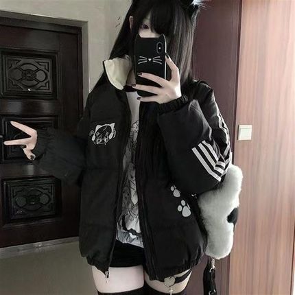 女童羽绒棉服冬季2024新款加厚洋气黑色外套学院T风短款潮防寒棉