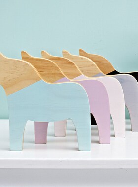 实木马摆件创意现代简约装饰品客厅电视酒柜书房马到成功桌面摆放