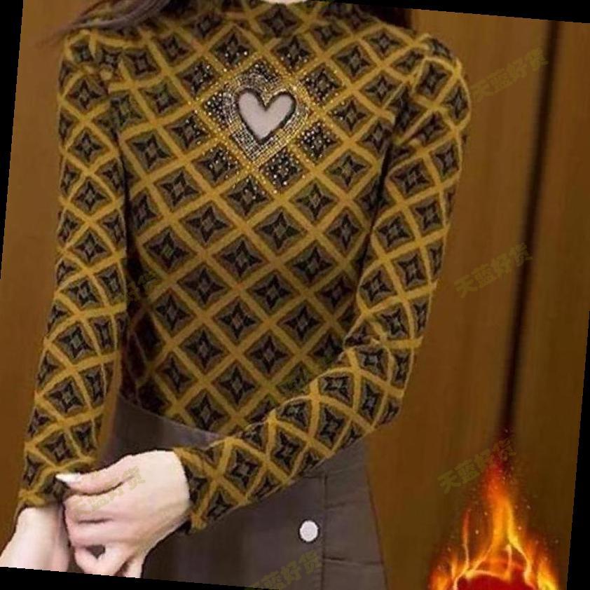 秋冬新款时尚半高领德绒打底长袖小衫显瘦加绒保暖加厚气质妈妈装