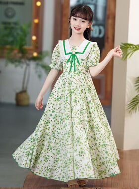 女大童夏装泡泡袖连衣裙