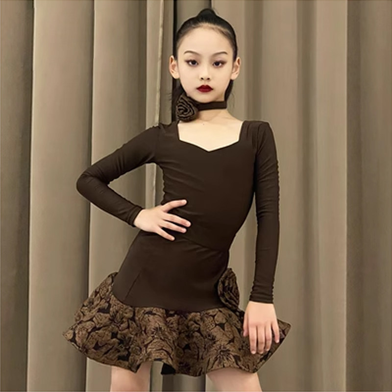 2026秋冬季新款拉丁舞服儿童练功服女童高级感表演出裙舞蹈服套装