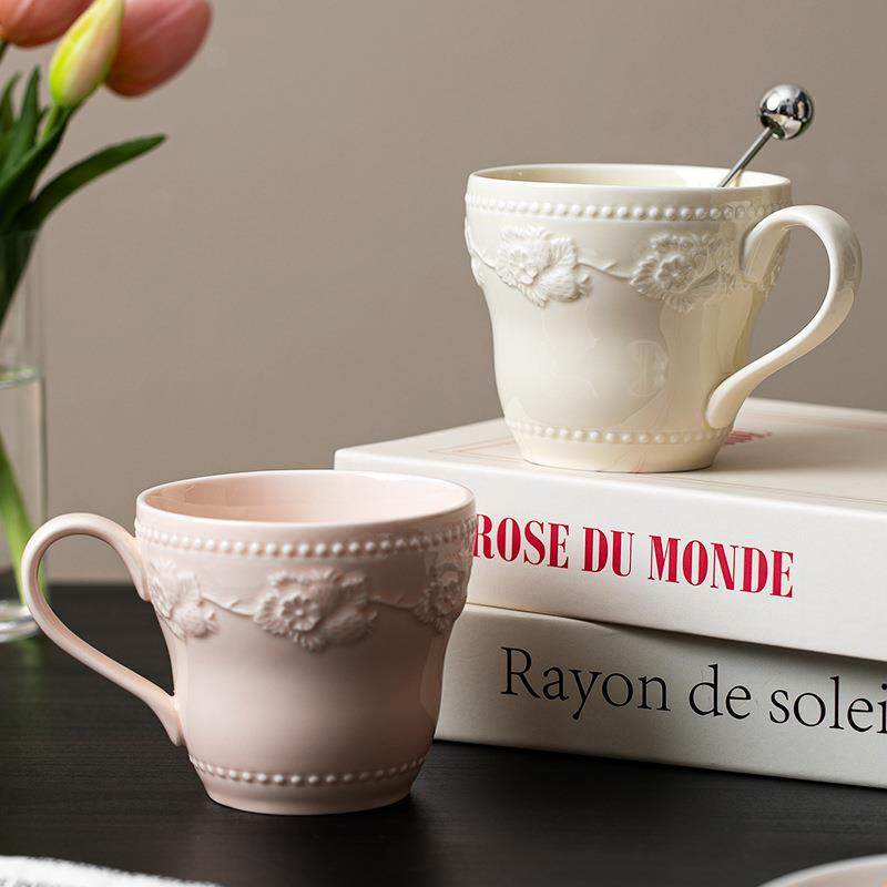 复古宫廷浮雕风陶瓷咖啡杯家用大容量杯子牛奶杯精致创意马克杯,餐饮具,马克杯,淘宝优惠券,粉丝福利购,淘宝优惠卷