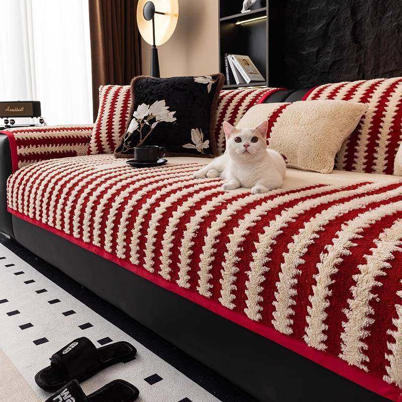 2026新款秋冬季毛绒沙发垫轻奢高级感坐垫红色喜庞大固定防滑套罩,居家布艺,沙发套,淘宝优惠券,粉丝福利购,淘宝优惠卷