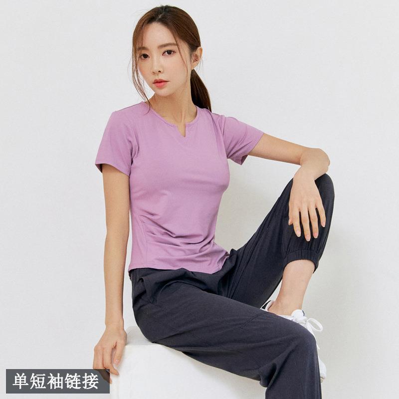 瑜伽服运动套装女单短袖专业速干透气新款跑步衣时尚显瘦健身服