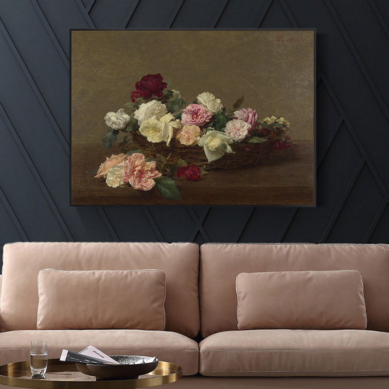 美式餐厅挂画复古植物花卉静物装饰画卧室客厅走廊油画墙面壁画图片