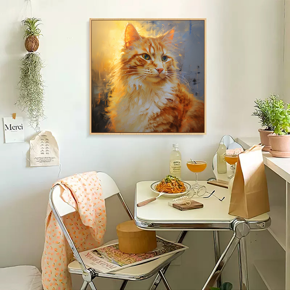 治愈系可爱橘猫咪动物客厅装饰画背景墙壁画宠物店走廊儿童房挂画图片