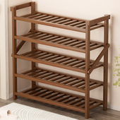 简易经济型宿舍家用门口实木多层收纳小鞋 楠竹鞋 架子免安装 柜落地