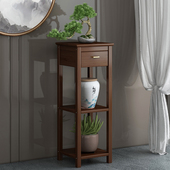 楠竹花架子简易阳台盆栽室内收纳客厅中式 绿萝花盆实木置物架落地