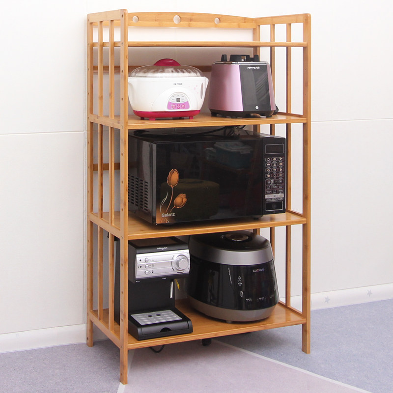 楠竹厨房置物架简易微波炉烤箱收纳架客厅实木锅具多层储物柜落地,住宅家具,搁板/置物架/家用陈列架,淘宝优惠券,粉丝福利购,淘宝优惠卷