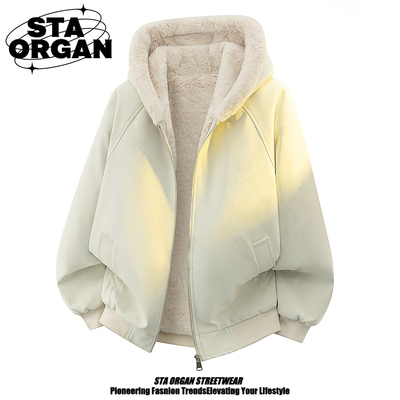 荔枝皮座山雕连帽毛领棉服外套