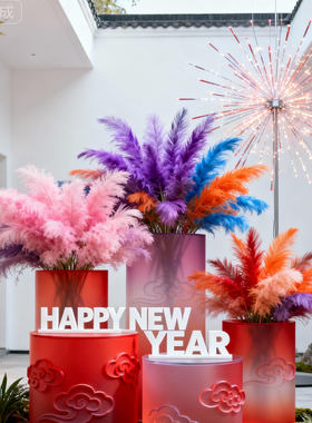 仿真烟花装饰摆件亚克力花盆装饰新年春节庆典造景道具节日装扮用