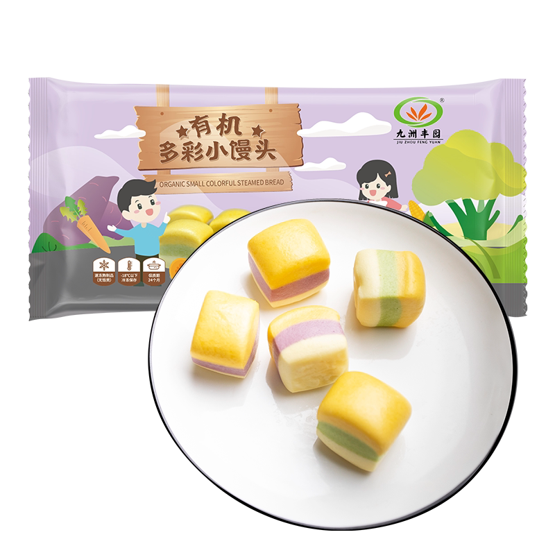 九洲丰园有机多彩小馒头216g（12g*18个）儿童馒头速冻早餐食品