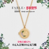Fable月影花宝盒吊坠珐琅彩项链锁骨链小众设计女友闺蜜生日礼物