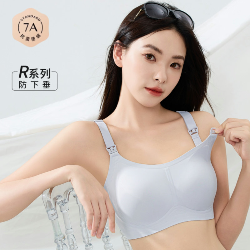 春夏新款哺乳内衣聚拢防下垂孕期专用喂奶文胸大码大胸显小全罩杯