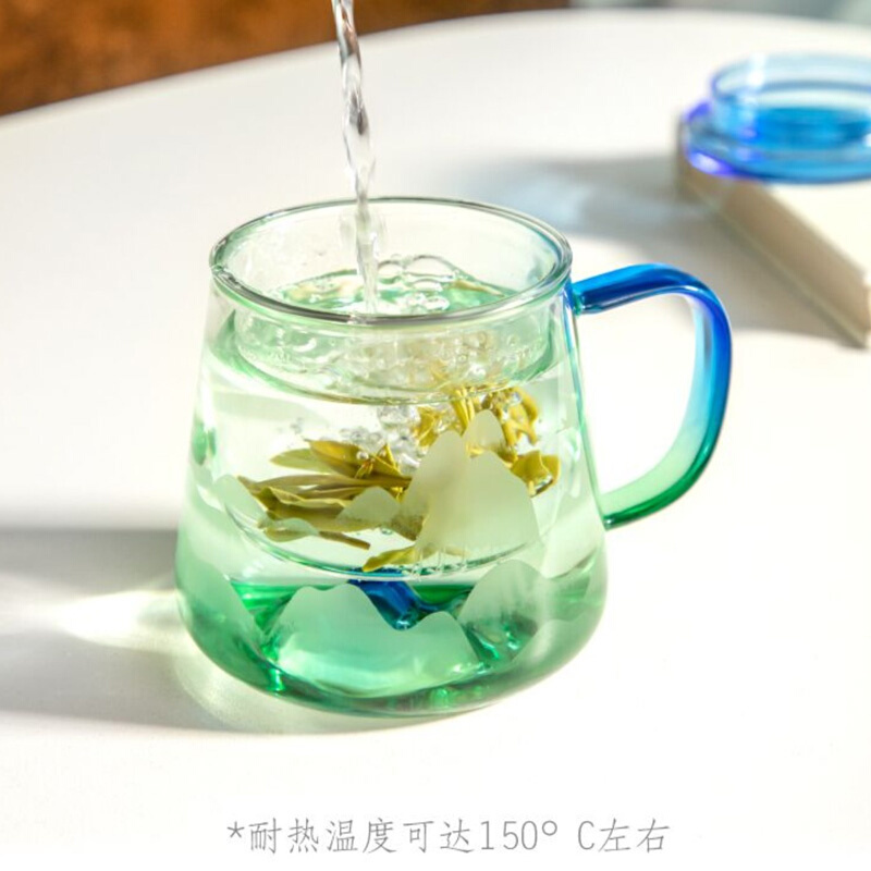 故宫博物院文创千里江山高硼硅玻璃杯茶水分离水杯淘宝旗舰联名系