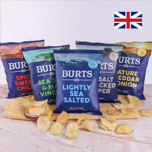 英国进口啵尔滋薯片土豆片手工BURTS海盐厚切英式洋葱剧膨化零食