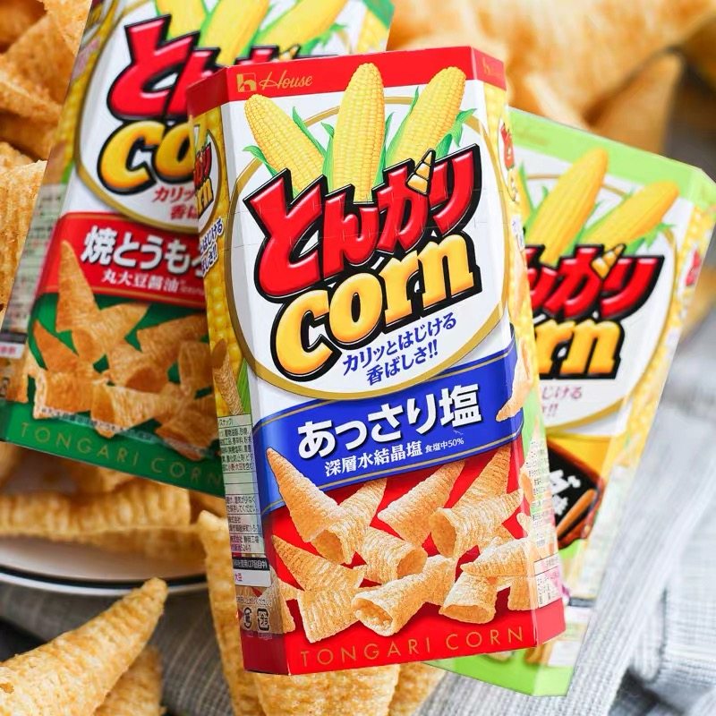 日本进口好侍尖角脆角牛角玉米house淡盐烧烤锅巴膨化儿童零食品