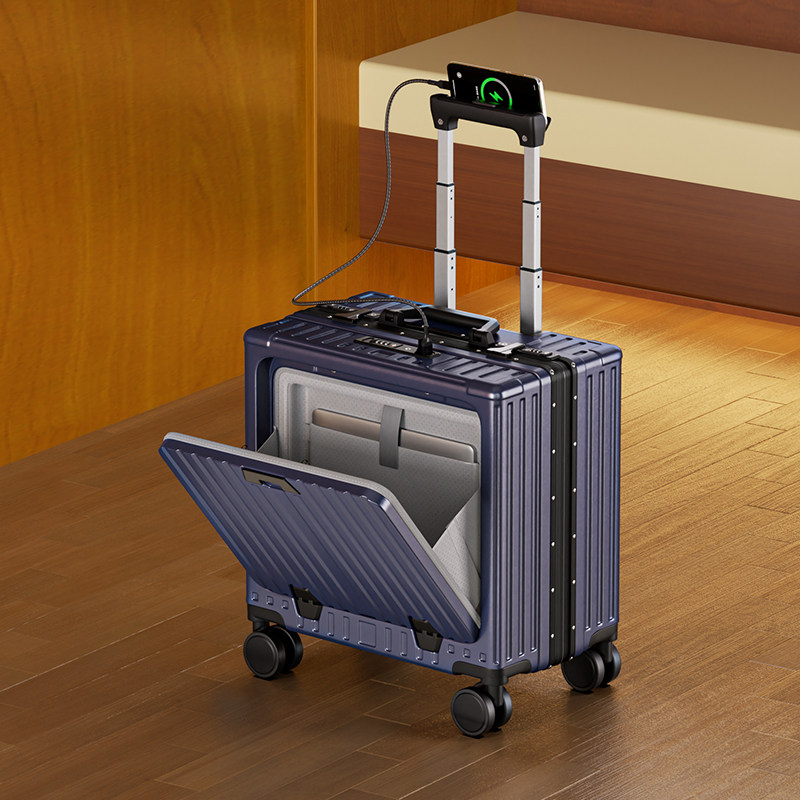 众驰行李箱拉杆箱18寸前开口铝框登机箱男女士商务密码旅行箱20寸