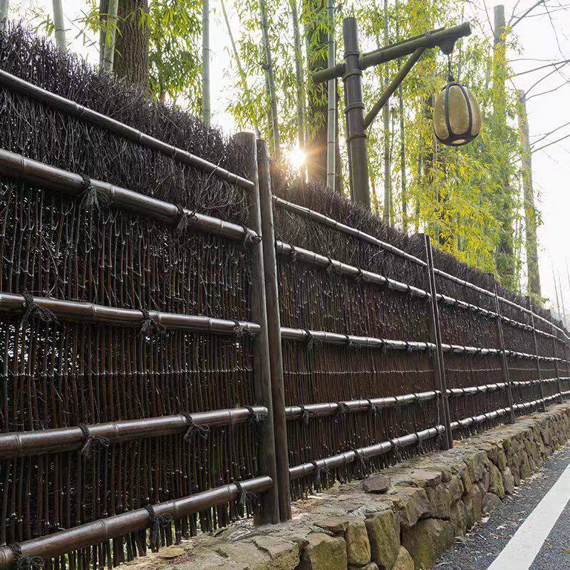 竹丝栅栏围栏室外日式庭院花园竹护栏民宿院子遮挡围墙隔断篱笆