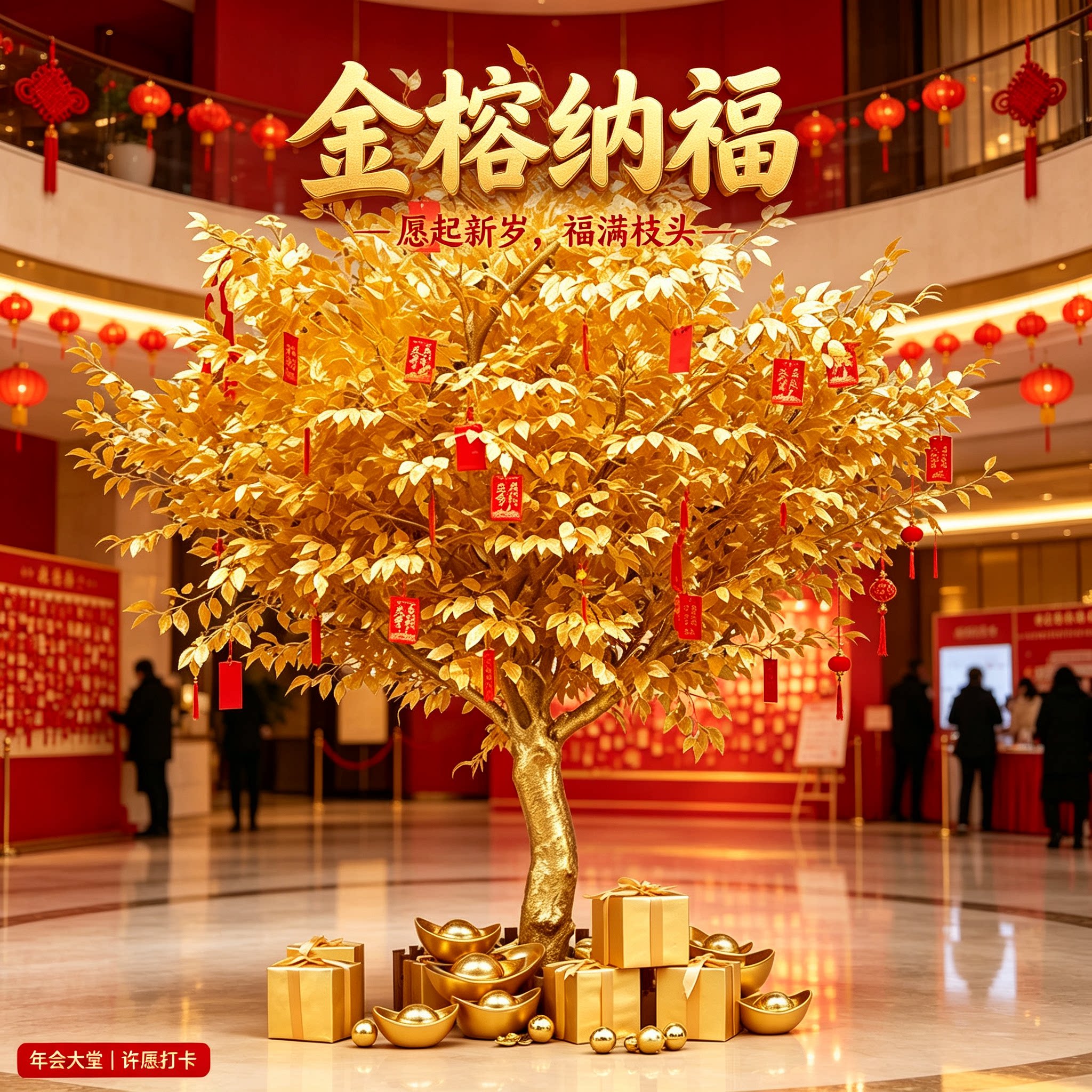 仿真金榕树黄摇钱假许愿大厅
