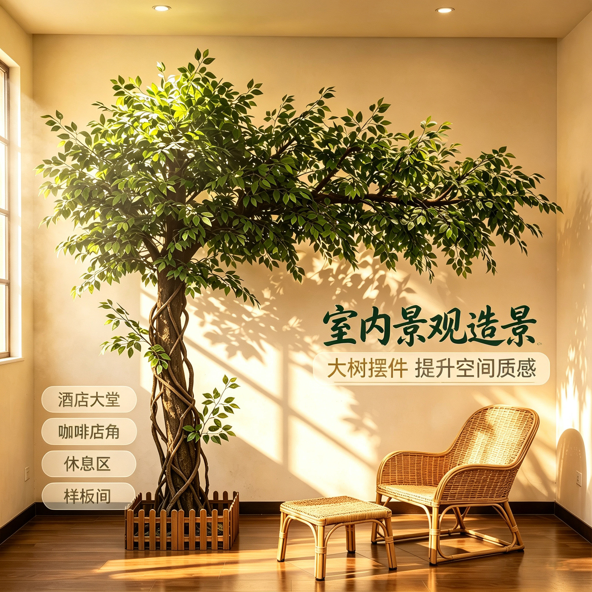 仿真榕树大型假树大树室内装饰仿真装饰酒店大厅装饰景观绿植造景