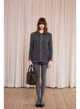 Nisabena 设计款花边银丝灰色小香风外套