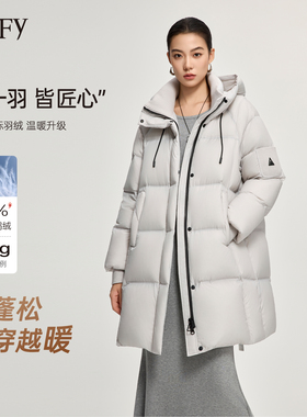 DeIFy/缔弗连帽中长款羽绒服女25年冬季新款时尚洋气好看保暖外套