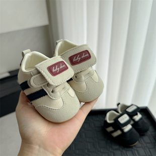 12个月婴儿软底防滑软胶底拼色休闲学步鞋 1岁男女宝宝春款