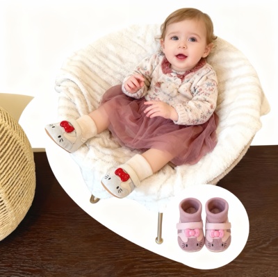 婴儿鞋子加绒加厚棉鞋软底0-1岁小月龄女宝宝防掉跟保暖地板袜鞋