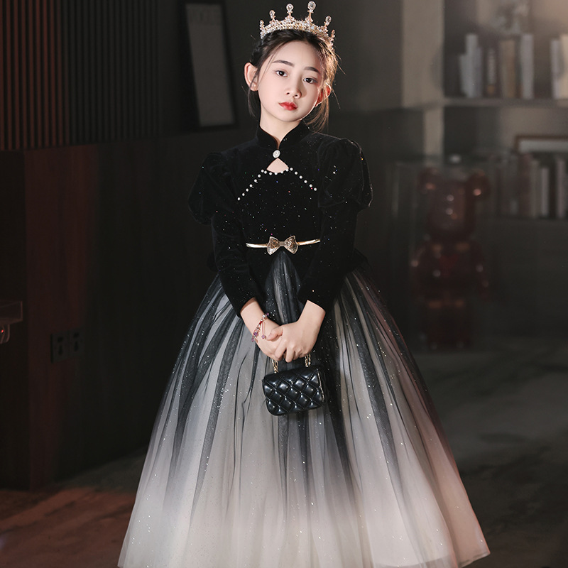 儿童晚礼服公主裙高端轻奢小众钢琴演出服蓬蓬纱主持人花童婚纱