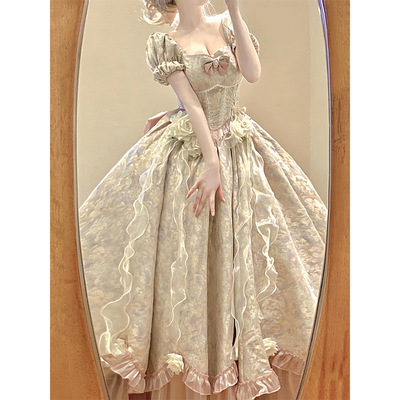 粉色lolita重工花嫁生日成人礼服齐地优雅华丽款蓬蓬公主裙