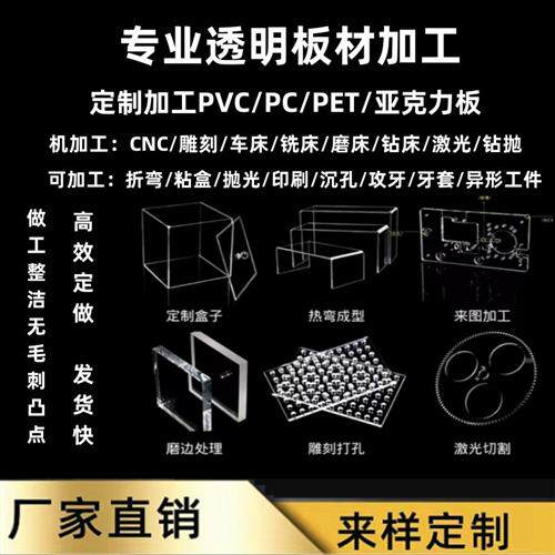 透明PVC板压克力板PC耐力板绝缘阻燃耐高温pet板雕刻折弯定制加工