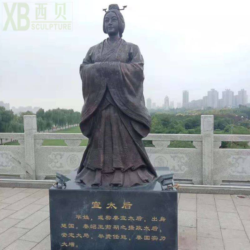大型铜名人雕塑秦国宣太后 经典古代人物像 黄铜铸造 工厂直销