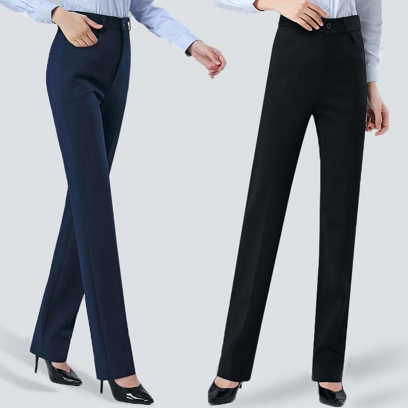 藏蓝色西裤女 直筒裤春夏职业裤子银行工作裤 弹力制服女裤西装裤