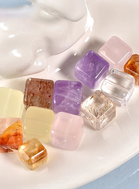 天然雕刻配件白水晶粉晶紫晶黄水晶DIY通孔配件饰品