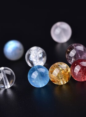 天然白水晶散珠子diy白月光白阿