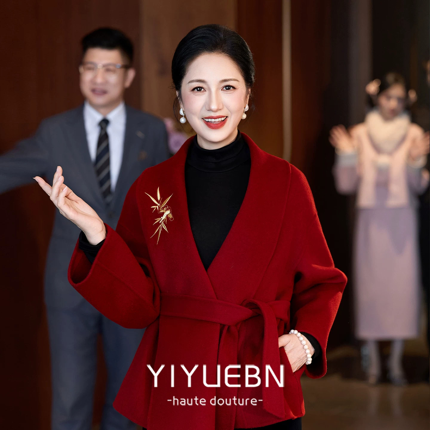 2026秋冬高级感红色双面毛呢大衣女短款外套小个子结婚回门大气款