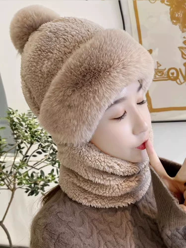 Зимняя шапка, удерживающая тепло ветрозащитная маска, шарф-платок, шарф, коллекция 2023, увеличенная толщина, с защитой шеи