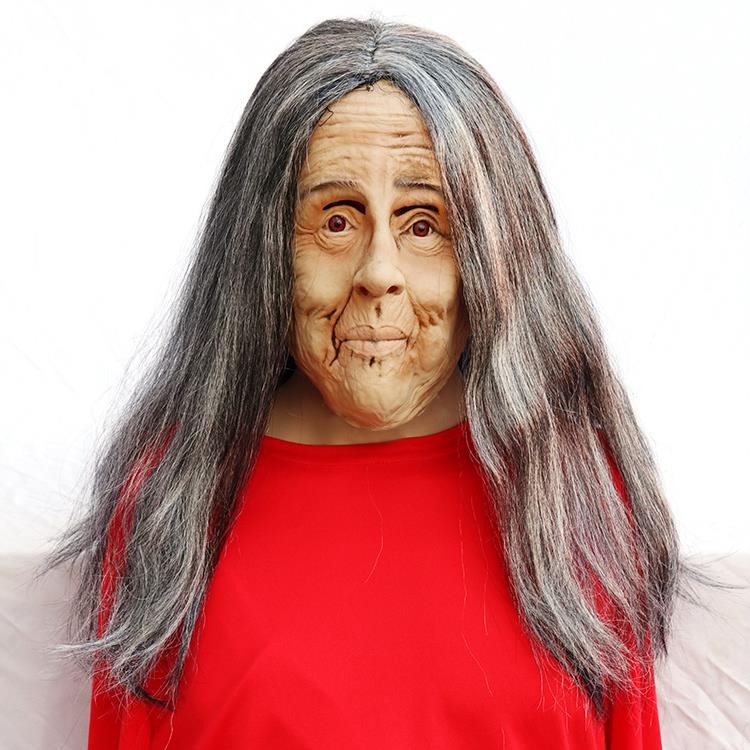 魔鬼老太婆面具孟婆面具恐怖鬼脸面具老太太老奶奶老人乳胶头套