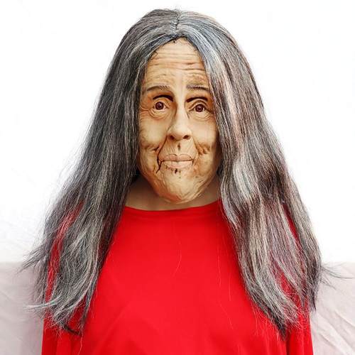 魔鬼老太婆面具孟婆面具恐怖鬼脸面具老太太老奶奶老人乳胶头套