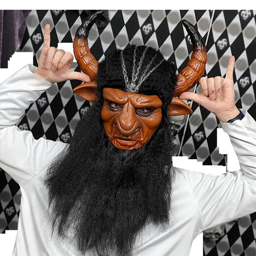 万圣节恐怖恶魔头套派对牛角面具跨境魔鬼牛魔美猴